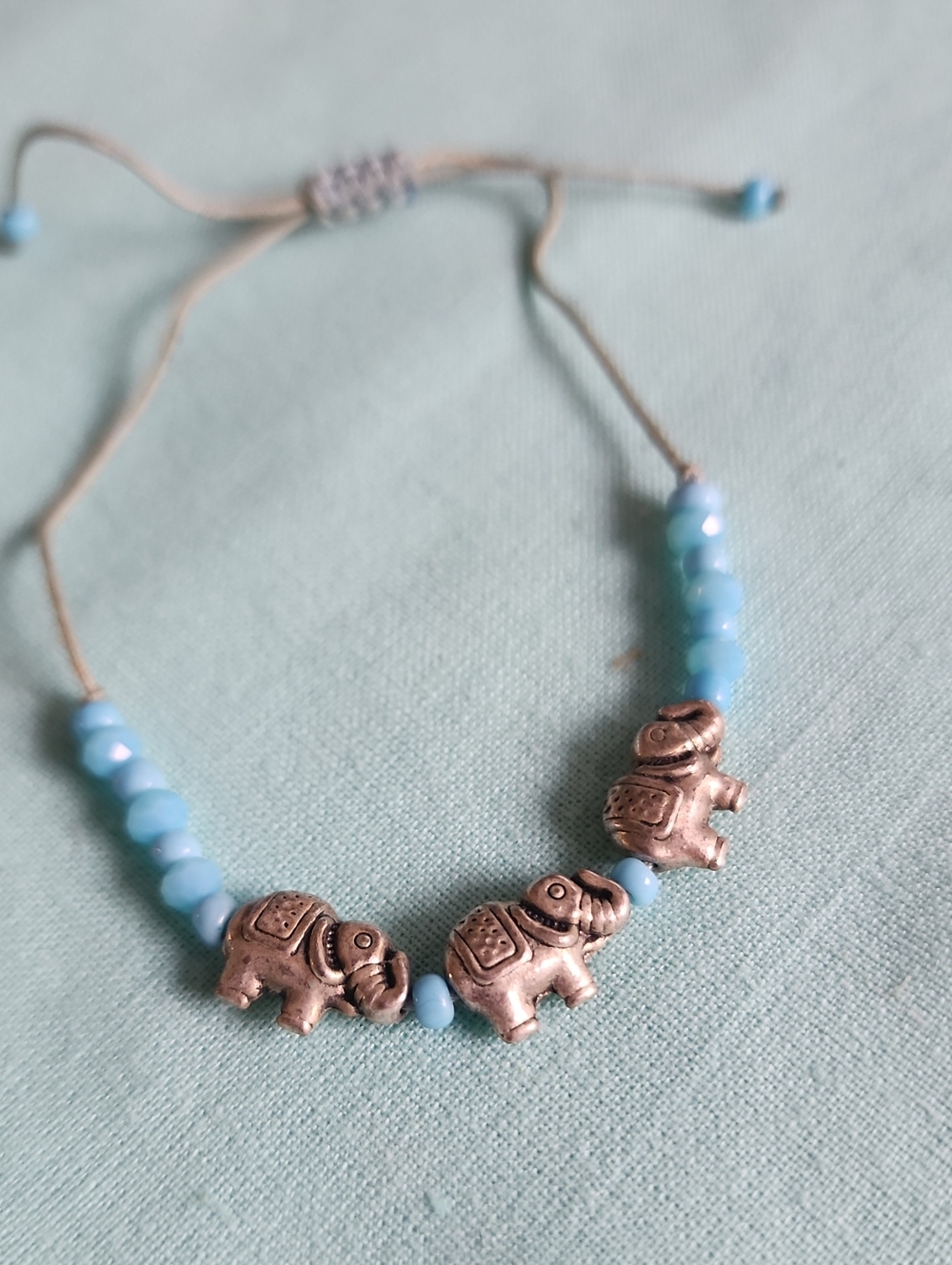 Blue Beaded Elephant Charm Bracelet - Women Jewelry